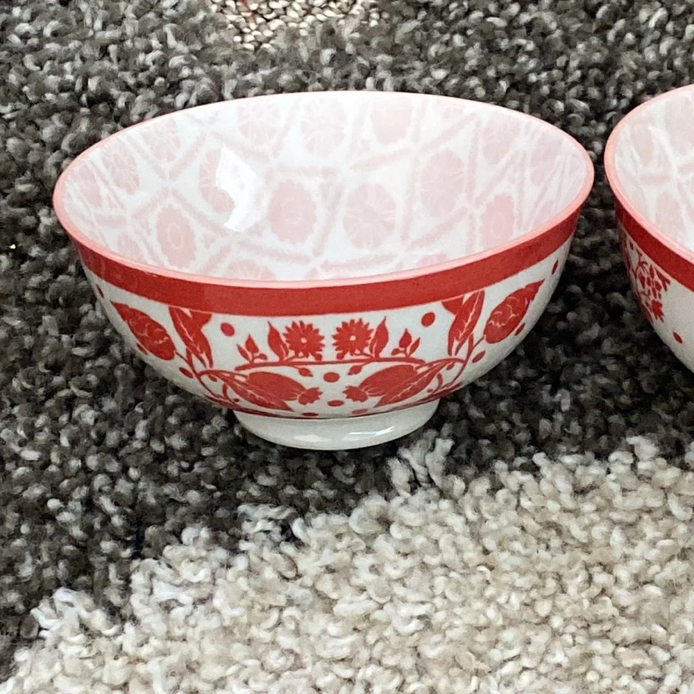 Patina Vie Orange White Ceramic Small Dip Bowls 2pc Set